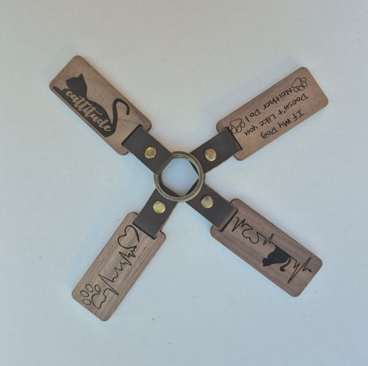 Wood and Leather Key Chain
