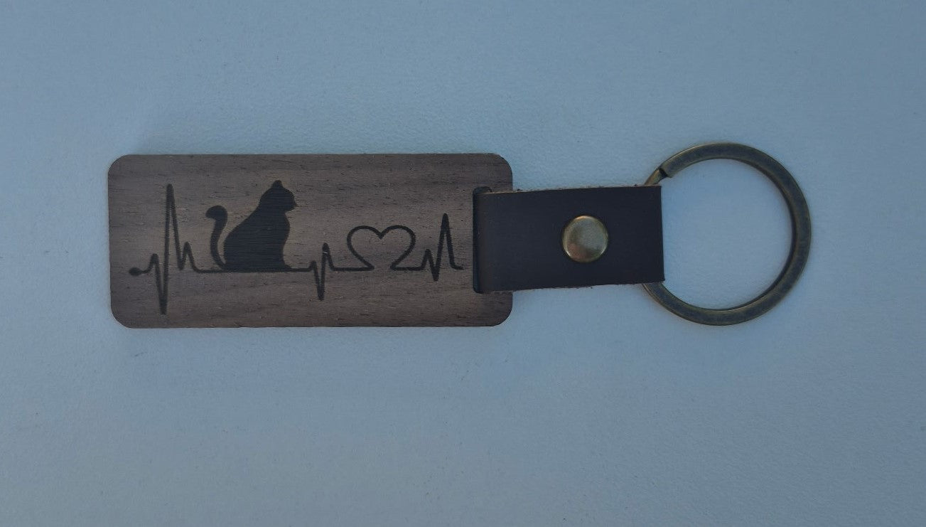 Wood and Leather Key Chain