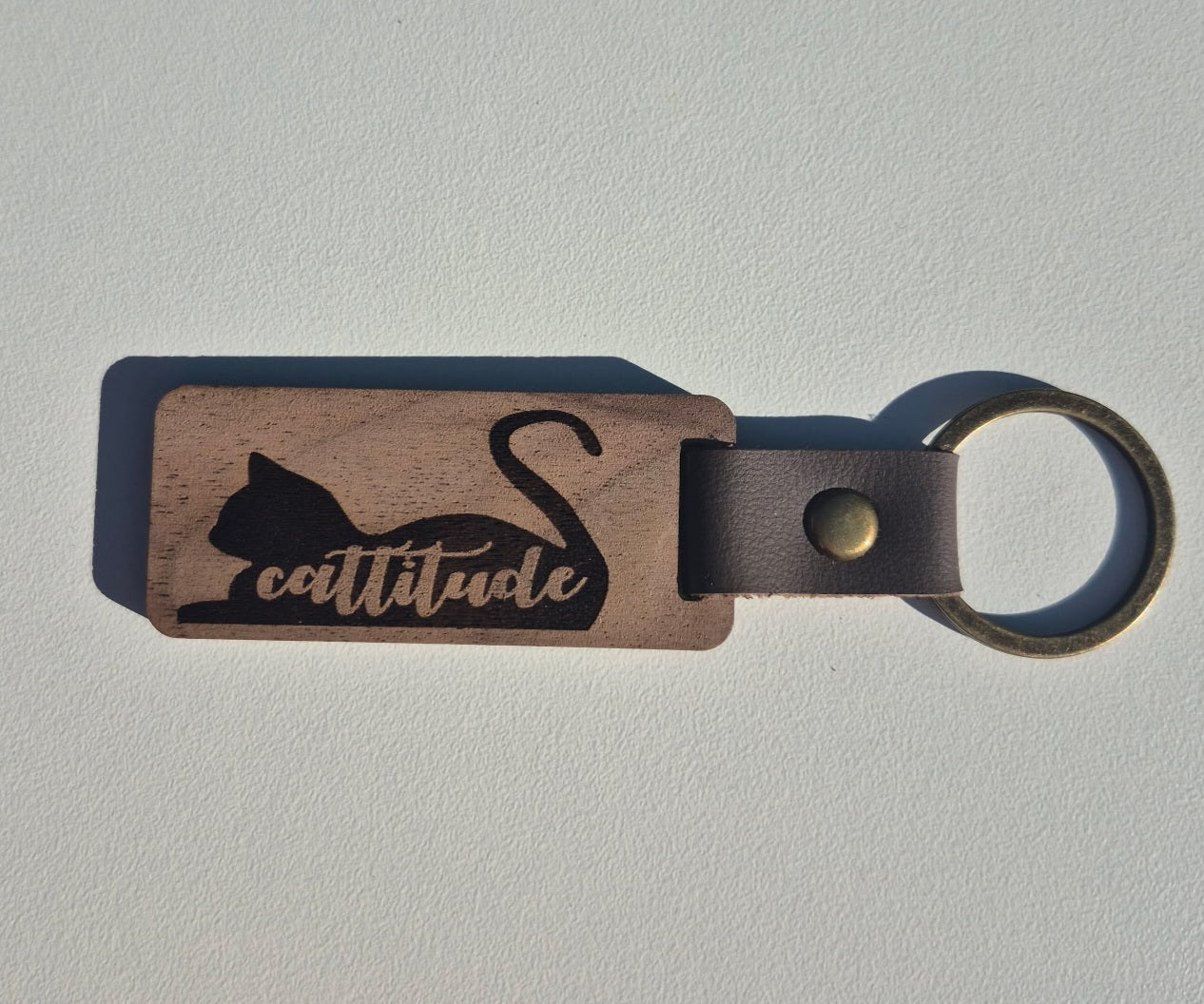 Wood and Leather Key Chain