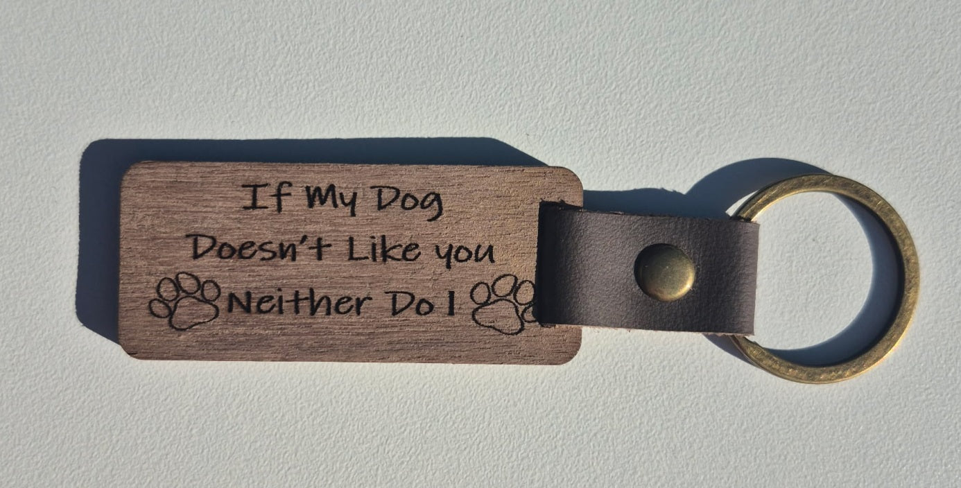 Wood and Leather Key Chain