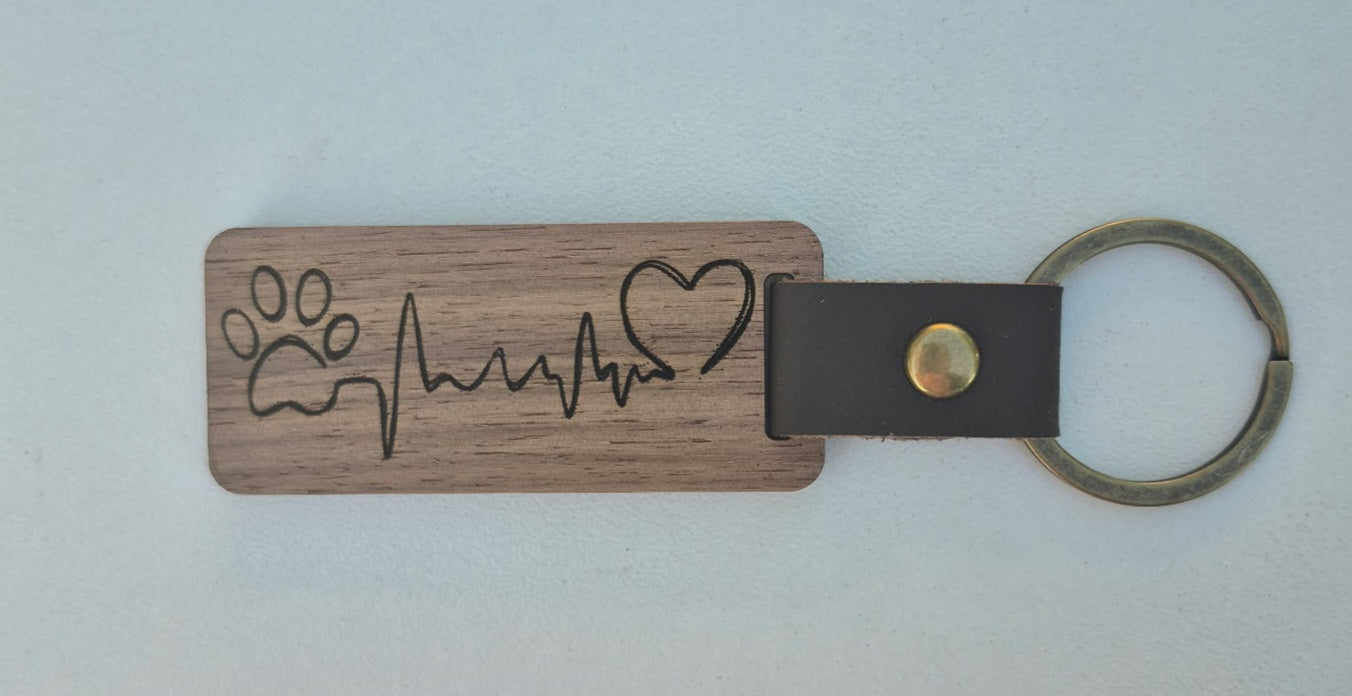 Wood and Leather Key Chain